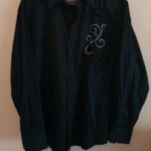 BRUNO MENS SIZE LARGE NEW YORK BLACK DRESS SHIRT